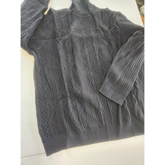 Mens Dark Gray Textured Cable Knit Turtleneck Sweater 2XL 3XL - Picture 3 of 10
